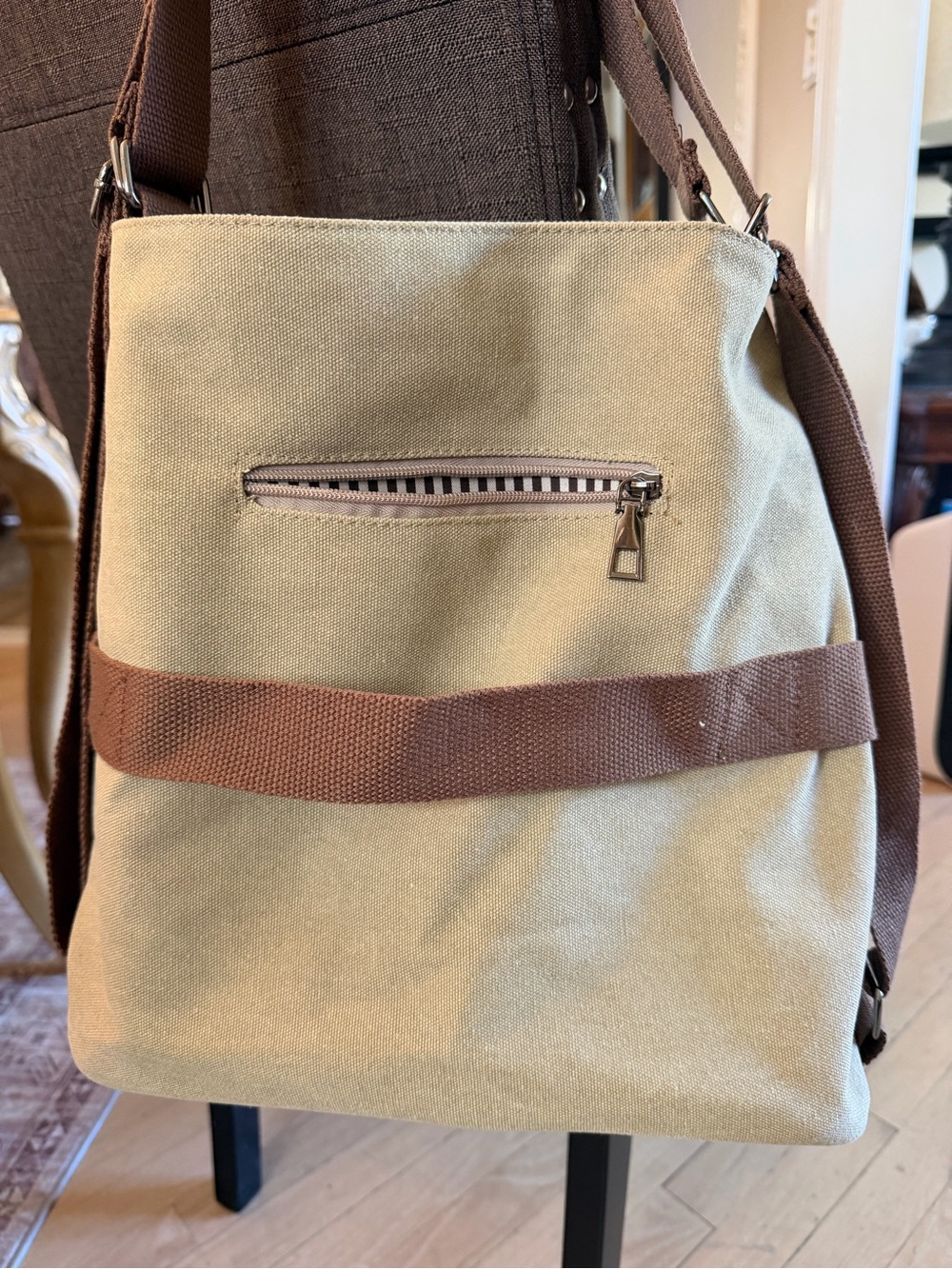 Multi ways convertible canvas shoulder bag/ purse /backpack , crossbody NWOT - Picture 5 of 6